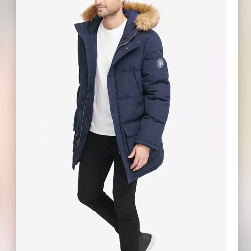 Tommy Hilfiger Long Snorkel Navy Artic Hooded Coat Parka - Picture 1 of 14